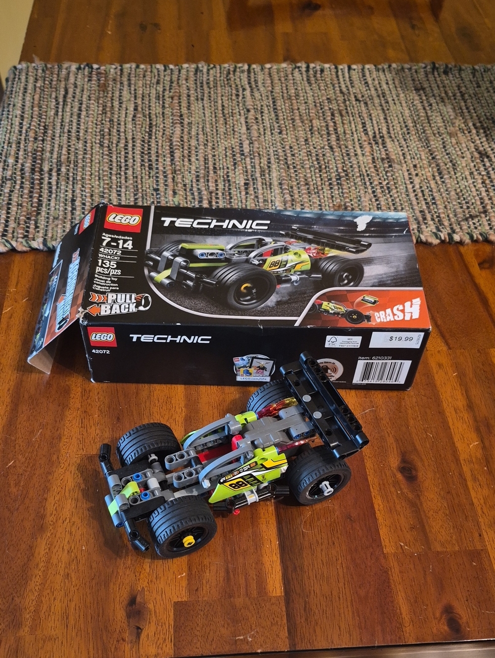 LEGO Technic Black and Lime Green Pull-Back Race Car Put Together